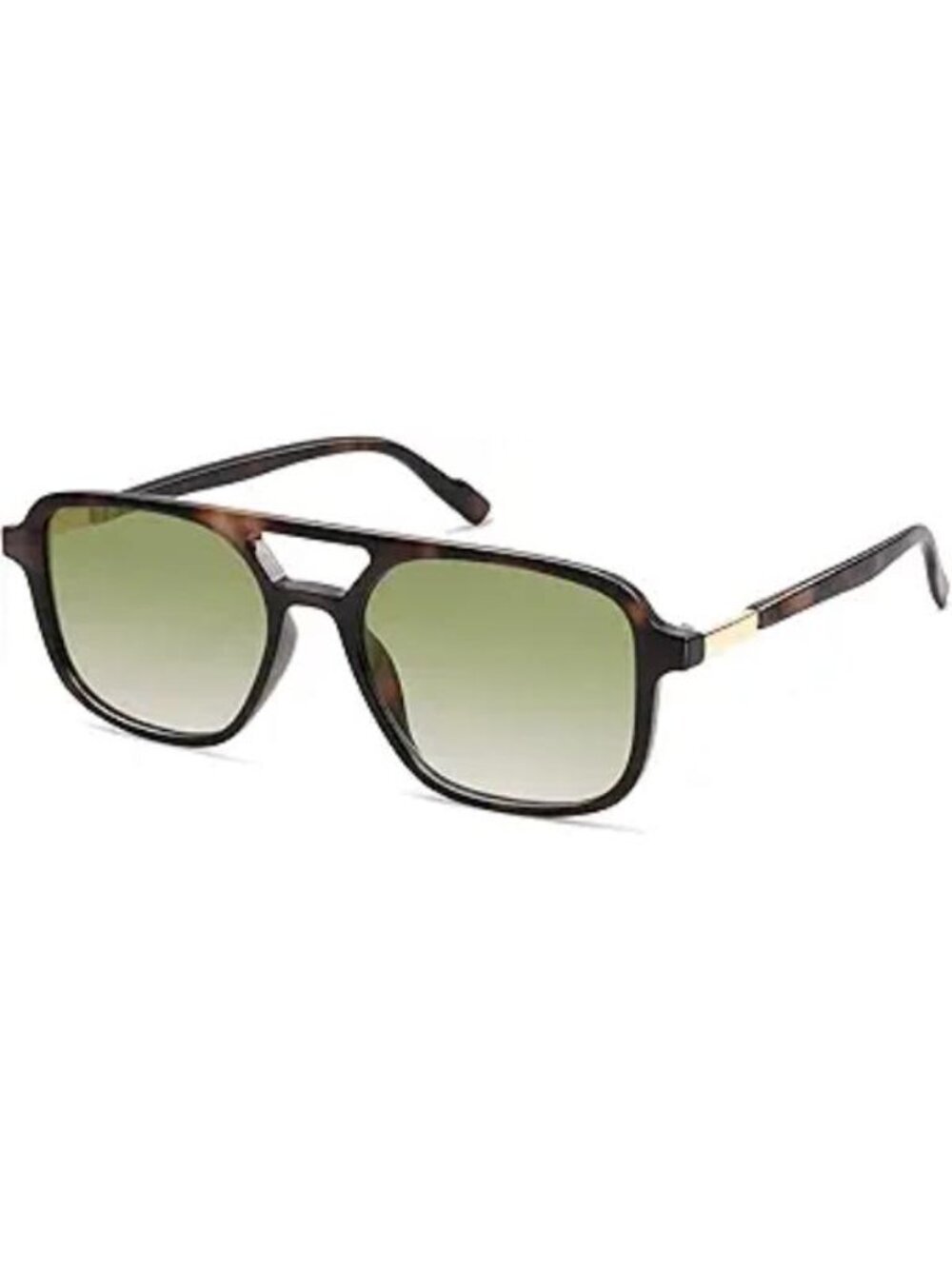 SOJOS Women Aviator Sunglasses Rectangle Sun Glasses Leopard Frame Green Lens